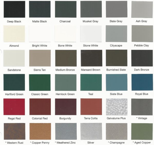 Standing Seam Metal Roof Color Chart