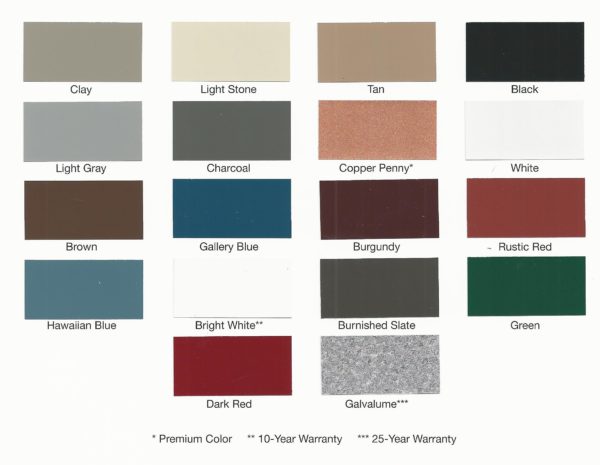 Mid America Siding Components Color Chart