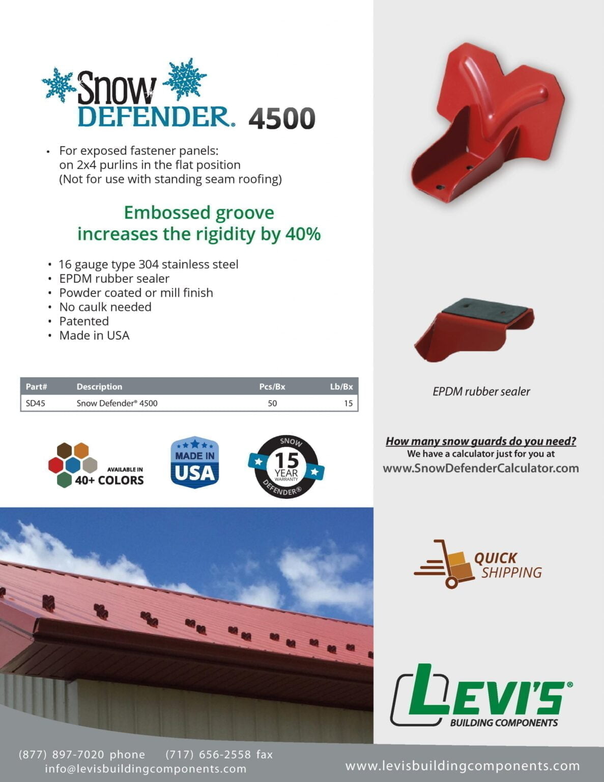 Snow Guard. Profile Snow Defender 4500-Powder Coated Snow Guard - Mid-Michigan Metal Sales